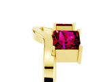 Yellow gold Princess Cut Garnet Two-Stone Open Band Ring with Four-Prong Setting_11