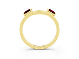 Yellow gold Princess Cut Garnet Two-Stone Open Band Ring with Four-Prong Setting_9