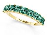 Yellow gold Princess Cut Green Sapphire Channel-Set Eternity Band with Prong Setting_7
