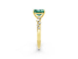 Yellow gold Princess Cut Green Sapphire Cluster Side Stone Solitaire Ring with Prong Setting_26