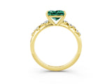 Yellow gold Princess Cut Green Sapphire Cluster Side Stone Solitaire Ring with Prong Setting_27