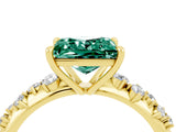 Yellow gold Princess Cut Green Sapphire Cluster Side Stone Solitaire Ring with Prong Setting_28