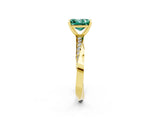Yellow gold Princess Cut Green Sapphire Engagement Ring with Side Stone Accents and Four-Prong Setting_41