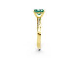 Yellow gold Princess Cut Green Sapphire Engagement Ring with Side Stone Accents and Four-Prong Setting_62
