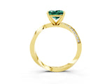 Yellow gold Princess Cut Green Sapphire Engagement Ring with Side Stone Accents and Four-Prong Setting_63