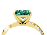 Yellow gold Princess Cut Green Sapphire Engagement Ring with Side Stone Accents and Four-Prong Setting_64