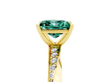Yellow gold Princess Cut Green Sapphire Engagement Ring with Side Stone Accents and Four-Prong Setting_65