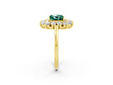 Yellow gold Princess Cut Green Sapphire Floral Double Halo Engagement Ring with Prong Setting_62