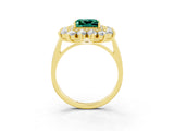 Yellow gold Princess Cut Green Sapphire Floral Double Halo Engagement Ring with Prong Setting_63