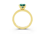 Yellow gold Princess Cut Green Sapphire Milgrain Pavé Engagement Ring with Four-Prong Setting_15