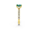 Yellow gold Princess Cut Green Sapphire Pave Band Solitaire Ring with Four-Prong Setting_26