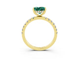 Yellow gold Princess Cut Green Sapphire Pave Band Solitaire Ring with Four-Prong Setting_27