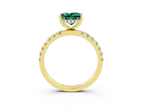 Yellow gold Princess Cut Green Sapphire Pave Band Solitaire Ring with Four-Prong Setting_27