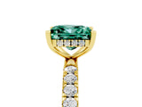 Yellow gold Princess Cut Green Sapphire Pave Band Solitaire Ring with Four-Prong Setting_29