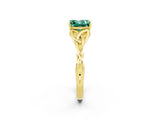 Yellow gold Princess Cut Green Sapphire Solitaire Celtic Knot Ring with Four-Prong Setting_14