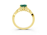 Yellow gold Princess Cut Green Sapphire Solitaire Celtic Knot Ring with Four-Prong Setting_15