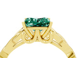 Yellow gold Princess Cut Green Sapphire Solitaire Celtic Knot Ring with Four-Prong Setting_16