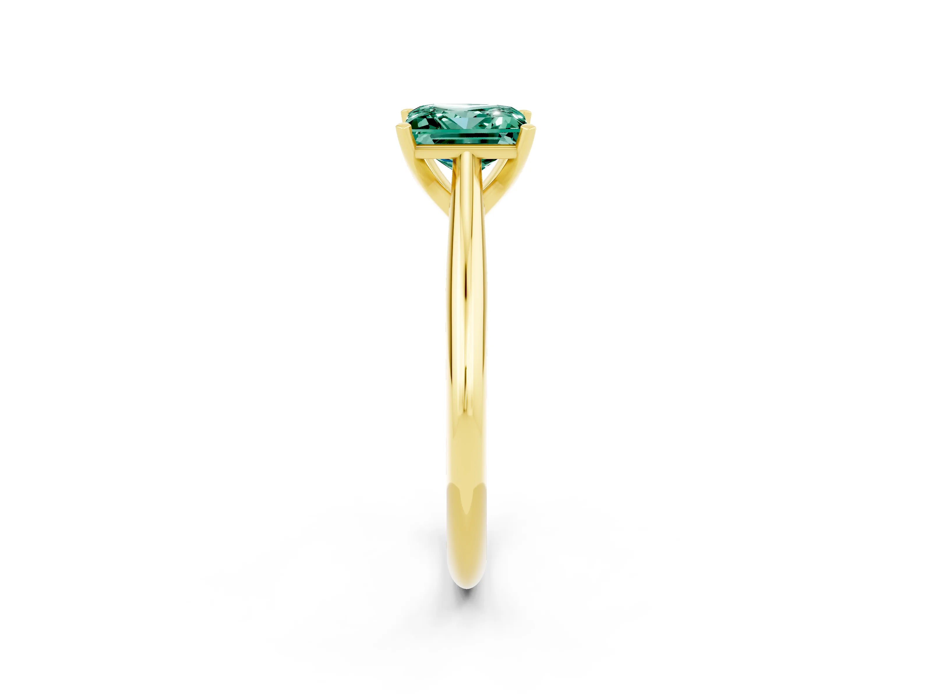 Yellow gold Princess Cut Green Sapphire Solitaire Engagement Ring with Cathedral Setting and Four-Prong Mount_14