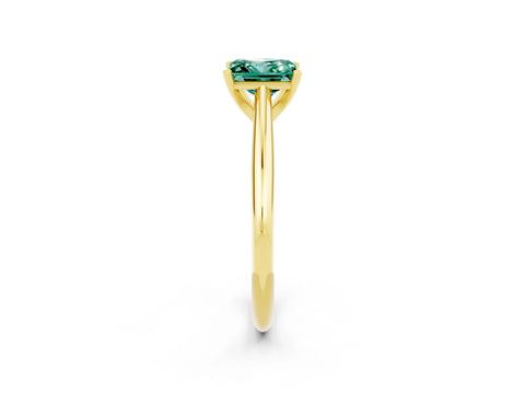 Yellow gold Princess Cut Green Sapphire Solitaire Engagement Ring with Cathedral Setting and Four-Prong Mount_14