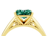 Yellow gold Princess Cut Green Sapphire Solitaire Engagement Ring with Cathedral Setting and Four-Prong Mount_22