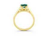 Yellow gold Princess Cut Green Sapphire Solitaire Engagement Ring with Cathedral Setting and Four-Prong Mount_27