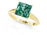 Yellow gold Princess Cut Green Sapphire Solitaire Engagement Ring with Cathedral Setting and Four-Prong Mount_67