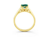 Yellow gold Princess Cut Green Sapphire Solitaire Engagement Ring with Cathedral Setting and Four-Prong Mount_69