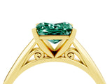 Yellow gold Princess Cut Green Sapphire Solitaire Engagement Ring with Cathedral Setting and Four-Prong Mount_70