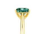 Yellow gold Princess Cut Green Sapphire Solitaire Engagement Ring with Cathedral Setting and Four-Prong Mount_71