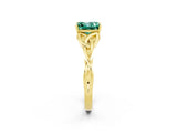 Yellow gold Princess Cut Green Sapphire Solitaire Engagement Ring with Celtic Knot Band and Four-Prong Setting_2