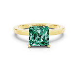 Yellow gold Princess Cut Green Sapphire Solitaire Engagement Ring with Classic Band and Four-Prong Setting_24