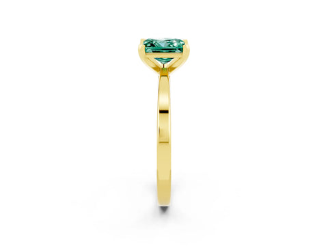 Yellow gold Princess Cut Green Sapphire Solitaire Engagement Ring with Classic Band and Four-Prong Setting_26