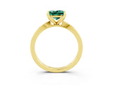 Yellow gold Princess Cut Green Sapphire Solitaire Engagement Ring with Classic Band and Four-Prong Setting_27