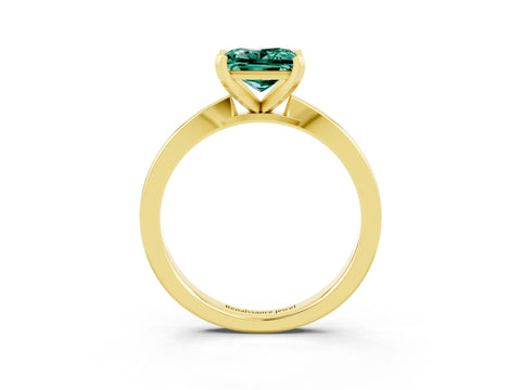 Yellow gold Princess Cut Green Sapphire Solitaire Engagement Ring with Classic Band and Four-Prong Setting_27