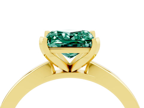 Yellow gold Princess Cut Green Sapphire Solitaire Engagement Ring with Classic Band and Four-Prong Setting_28