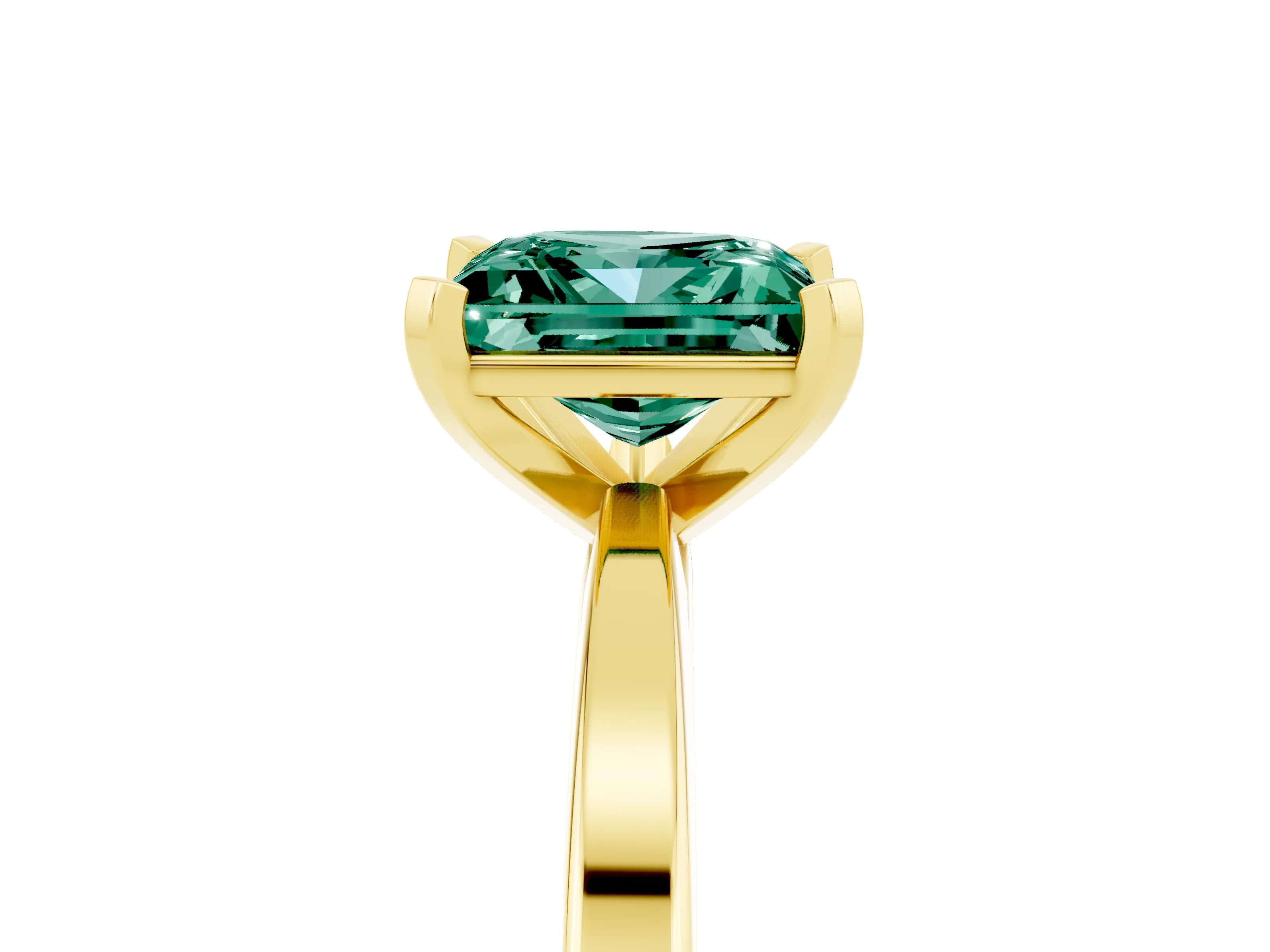 Yellow gold Princess Cut Green Sapphire Solitaire Engagement Ring with Classic Band and Four-Prong Setting_29