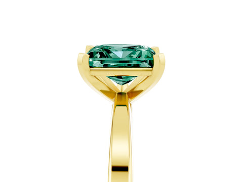 Yellow gold Princess Cut Green Sapphire Solitaire Engagement Ring with Classic Band and Four-Prong Setting_29