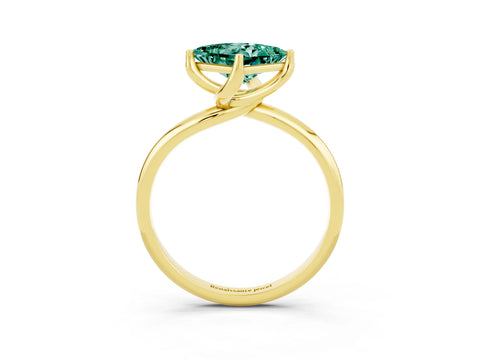 Yellow gold Princess Cut Green Sapphire Solitaire Engagement Ring with Four-Prong Setting and Classic Band_15