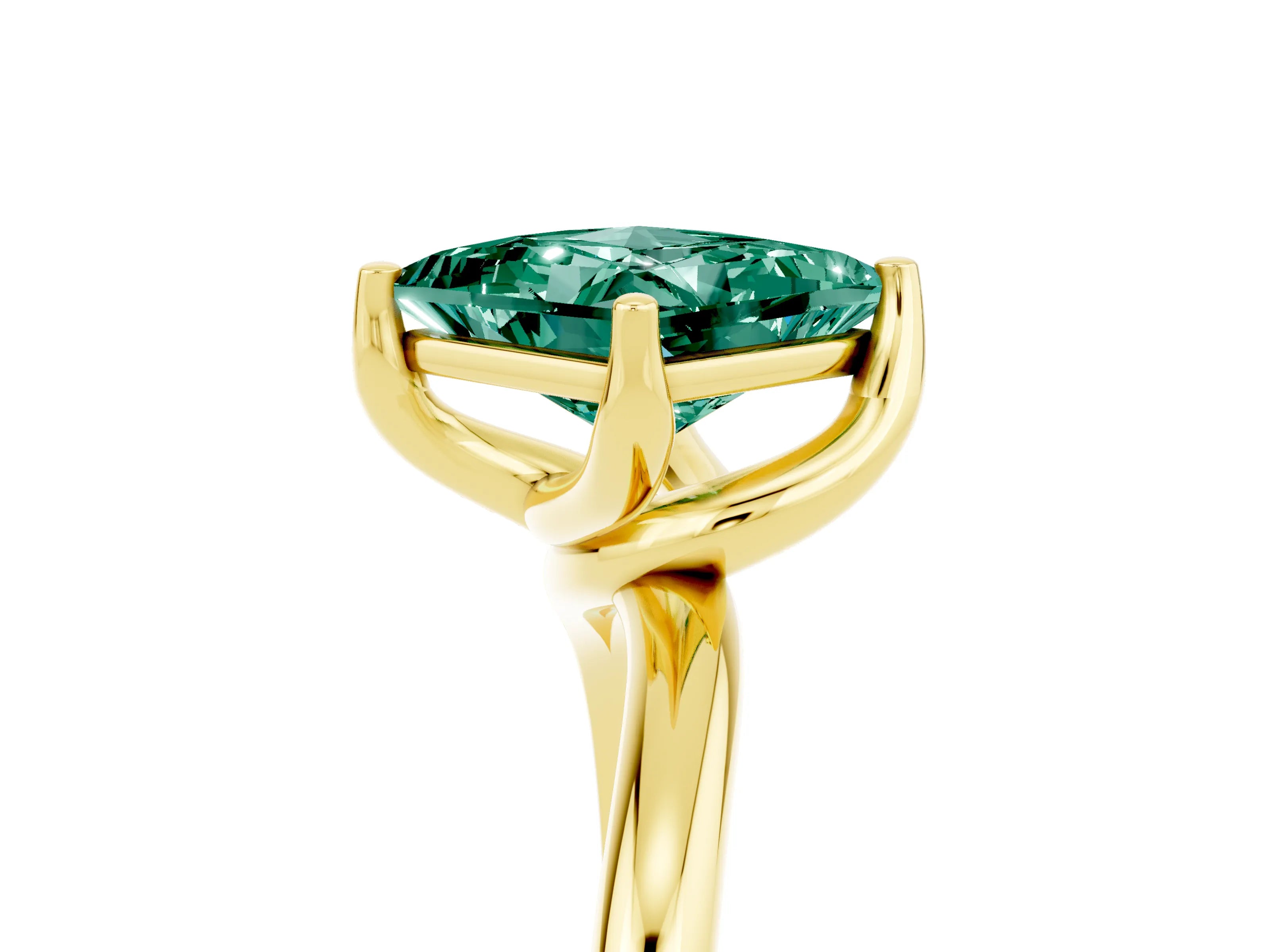 Yellow gold Princess Cut Green Sapphire Solitaire Engagement Ring with Four-Prong Setting and Classic Band_17