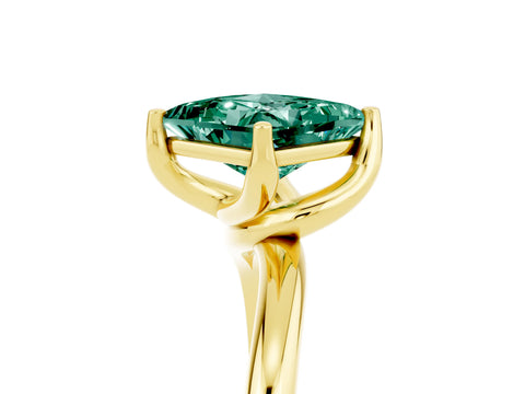 Yellow gold Princess Cut Green Sapphire Solitaire Engagement Ring with Four-Prong Setting and Classic Band_17