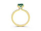 Yellow gold Princess Cut Green Sapphire Solitaire Engagement Ring with Pavé Band and Four-Prong Setting_3