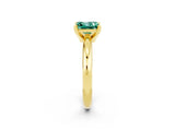Yellow gold Princess Cut Green Sapphire Solitaire Engagement Ring with Round Band and Four-Prong Setting_2