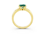 Yellow gold Princess Cut Green Sapphire Solitaire Engagement Ring with Round Band and Four-Prong Setting_3