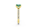 Yellow gold Princess Cut Green Sapphire Solitaire Pavé Band with Four-Prong Setting_2