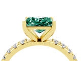 Yellow gold Princess Cut Green Sapphire Solitaire Pavé Band with Four-Prong Setting_4