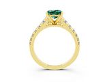 Yellow gold Princess Cut Green Sapphire Solitaire Ring with Cathedral Setting and Pavé Band_3