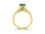 Yellow gold Princess Cut Green Sapphire Solitaire Ring with Crossover Gallery and Round  Pavé Band_15