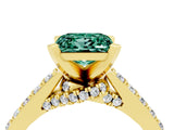 Yellow gold Princess Cut Green Sapphire Solitaire Ring with Crossover Gallery and Round  Pavé Band_16