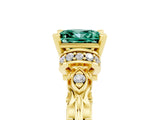 Yellow gold Princess Cut Green Sapphire Solitaire Ring with Filigree Band and Four-Prong Setting_29