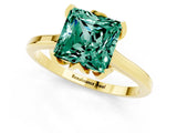 Yellow gold Princess Cut Green Sapphire Solitaire Ring with Flower Prong Setting and Classic Band_13